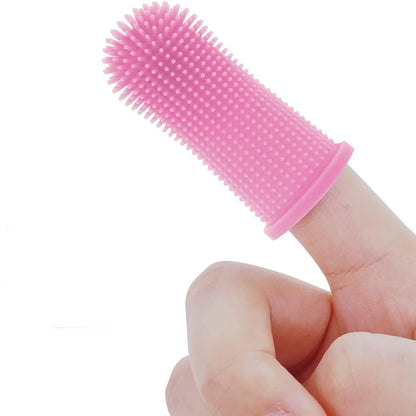 Pet Soft Rubber Toothbrush Cleans Teeth Oral Cleaning Cat and Dog Finger Toothbrush Anti-Cavity Tool (Random Color)