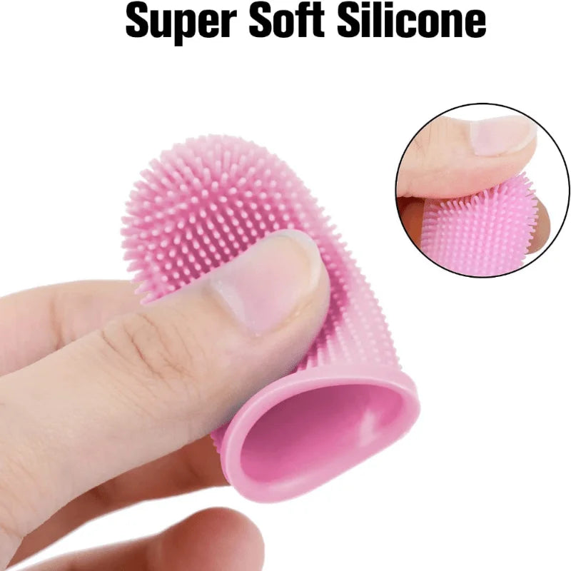 Pet Soft Rubber Toothbrush Cleans Teeth Oral Cleaning Cat and Dog Finger Toothbrush Anti-Cavity Tool (Random Color)