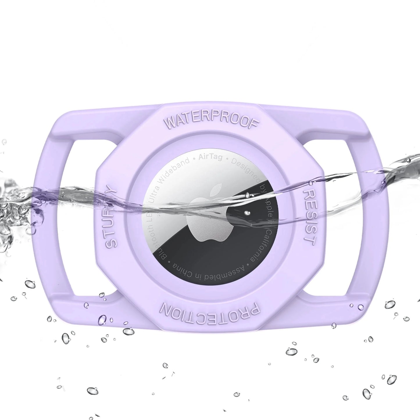 Airtag Dog Collar Holder, [1 Pack] Waterproof Airtag Case for Dog Collar, TPU & Silicone Full Body Covered Anti-Lost Apple Air Tag Collar Holder Airtag Case for Pet Collar Backpack, Purple