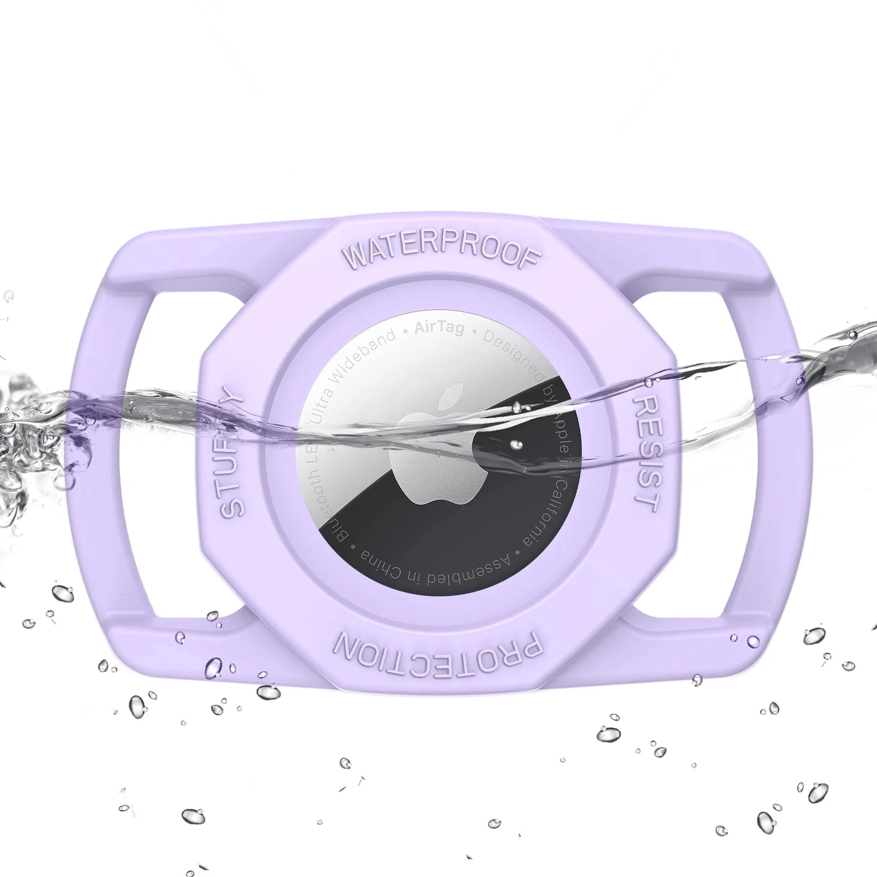 Airtag Dog Collar Holder, [1 Pack] Waterproof Airtag Case for Dog Collar, TPU & Silicone Full Body Covered Anti-Lost Apple Air Tag Collar Holder Airtag Case for Pet Collar Backpack, Purple