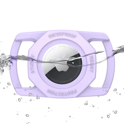 Airtag Dog Collar Holder, [1 Pack] Waterproof Airtag Case for Dog Collar, TPU & Silicone Full Body Covered Anti-Lost Apple Air Tag Collar Holder Airtag Case for Pet Collar Backpack, Purple