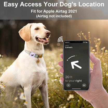 Airtag Dog Collar Holder, [1 Pack] Waterproof Airtag Case for Dog Collar, TPU & Silicone Full Body Covered Anti-Lost Apple Air Tag Collar Holder Airtag Case for Pet Collar Backpack, Purple